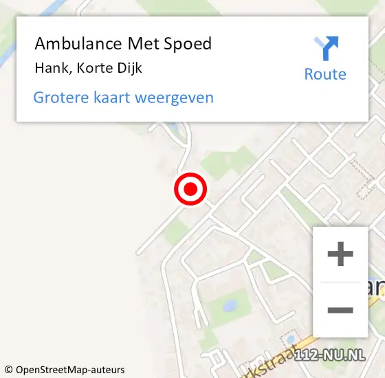 Locatie op kaart van de 112 melding: Ambulance Met Spoed Naar Hank, Korte Dijk op 24 februari 2019 01:37