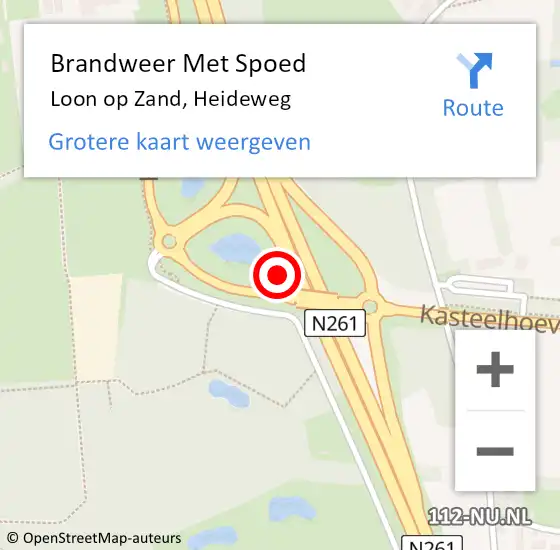 Locatie op kaart van de 112 melding: Brandweer Met Spoed Naar Loon op Zand, Heideweg op 24 februari 2019 09:02