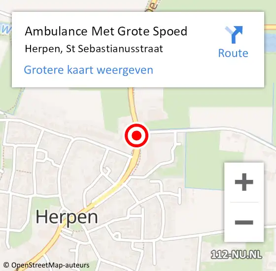 Locatie op kaart van de 112 melding: Ambulance Met Grote Spoed Naar Herpen, Sebastianusstraat op 24 februari 2019 09:51