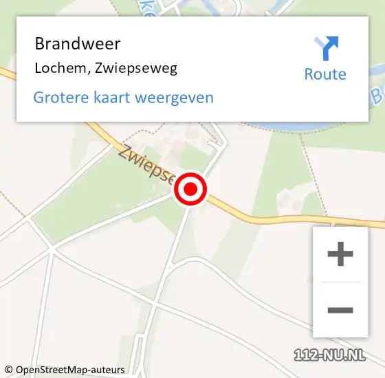 Locatie op kaart van de 112 melding: Brandweer Lochem, Zwiepseweg op 24 februari 2019 09:53