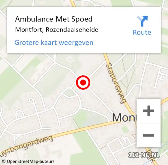 Locatie op kaart van de 112 melding: Ambulance Met Spoed Naar Montfort, Rozendaalseheide op 24 februari 2019 10:20