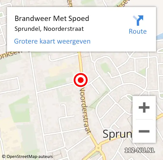 Locatie op kaart van de 112 melding: Brandweer Met Spoed Naar Sprundel, Noorderstraat op 24 februari 2019 10:23