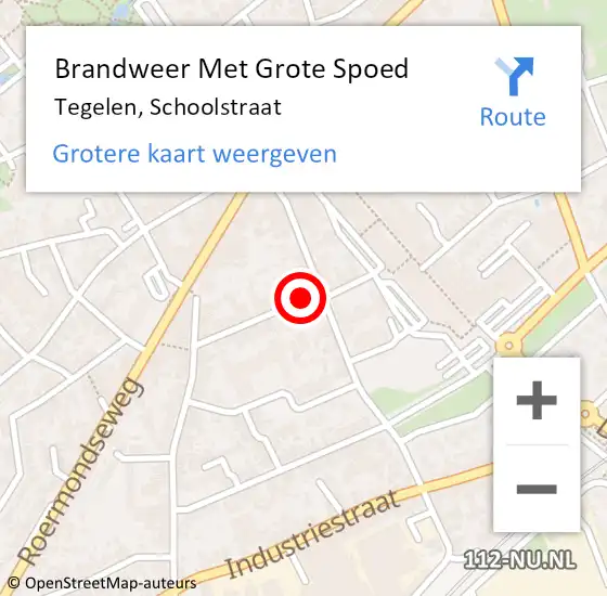 Locatie op kaart van de 112 melding: Brandweer Met Grote Spoed Naar Tegelen, Schoolstraat op 24 februari 2019 11:54