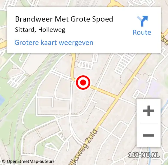 Locatie op kaart van de 112 melding: Brandweer Met Grote Spoed Naar Sittard, Holleweg op 24 februari 2019 12:00