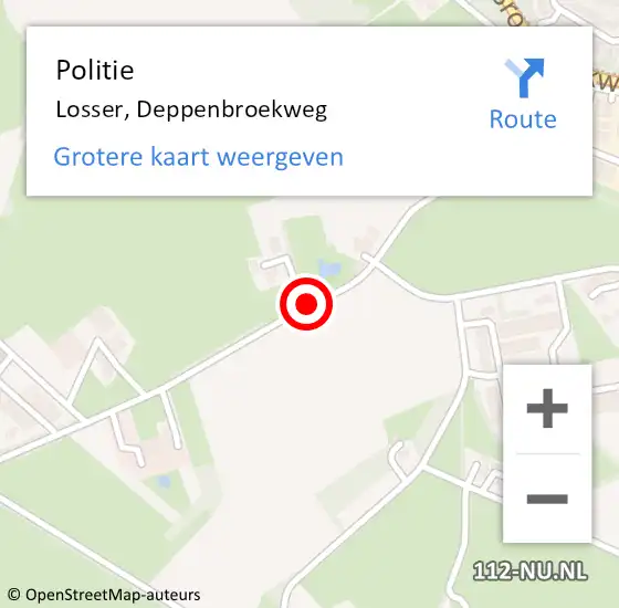 Locatie op kaart van de 112 melding: Politie Losser, Deppenbroekweg op 24 februari 2019 12:42