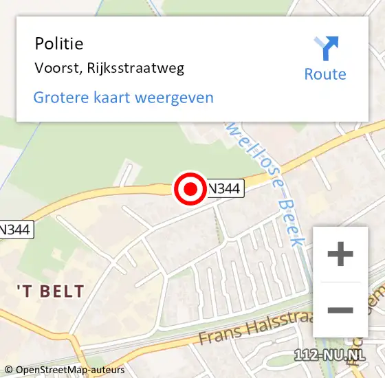 Locatie op kaart van de 112 melding: Politie Voorst, Rijksstraatweg op 24 februari 2019 12:51