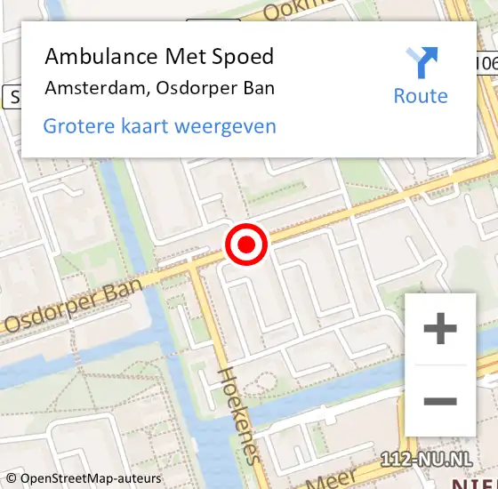Locatie op kaart van de 112 melding: Ambulance Met Spoed Naar Amsterdam, Osdorper Ban op 24 februari 2019 13:04