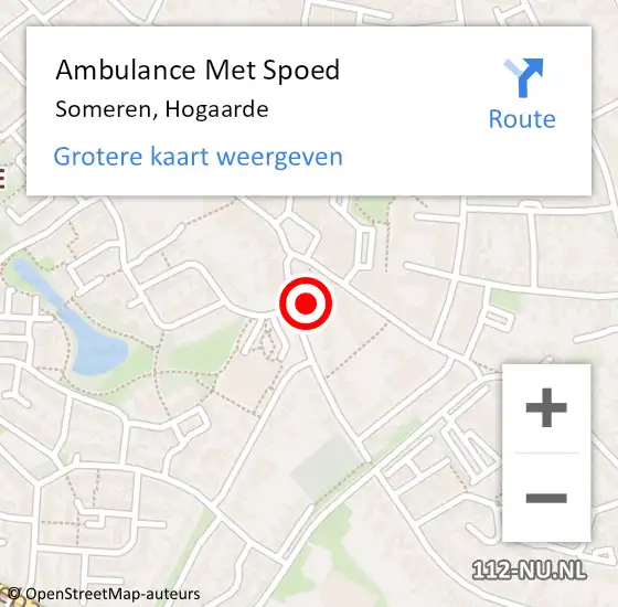 Locatie op kaart van de 112 melding: Ambulance Met Spoed Naar Someren, Hogaarde op 24 februari 2019 13:05