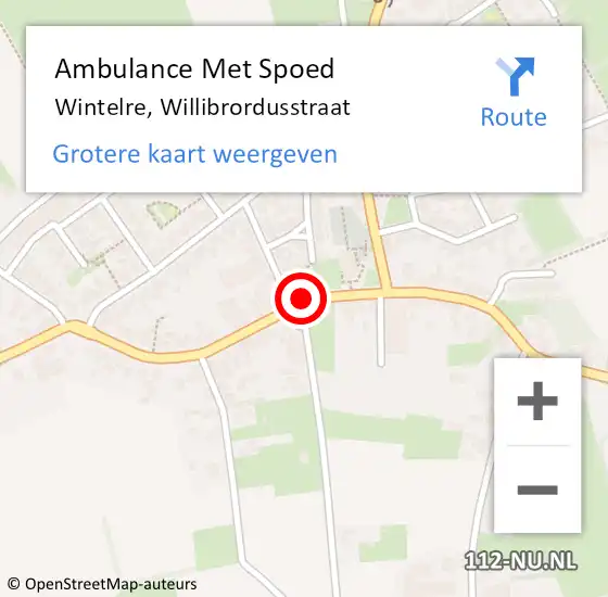 Locatie op kaart van de 112 melding: Ambulance Met Spoed Naar Wintelre, Willibrordusstraat op 24 februari 2019 13:44