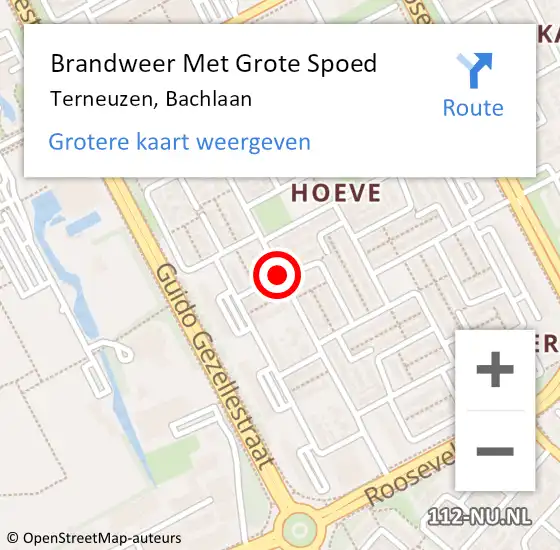 Locatie op kaart van de 112 melding: Brandweer Met Grote Spoed Naar Terneuzen, Bachlaan op 24 februari 2019 14:00