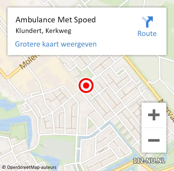 Locatie op kaart van de 112 melding: Ambulance Met Spoed Naar Klundert, Kerkweg op 24 februari 2019 14:44