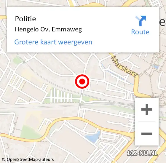 Locatie op kaart van de 112 melding: Politie Hengelo Ov, Emmaweg op 24 februari 2019 14:58