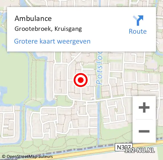 Locatie op kaart van de 112 melding: Ambulance Grootebroek, Kruisgang op 24 februari 2019 15:44