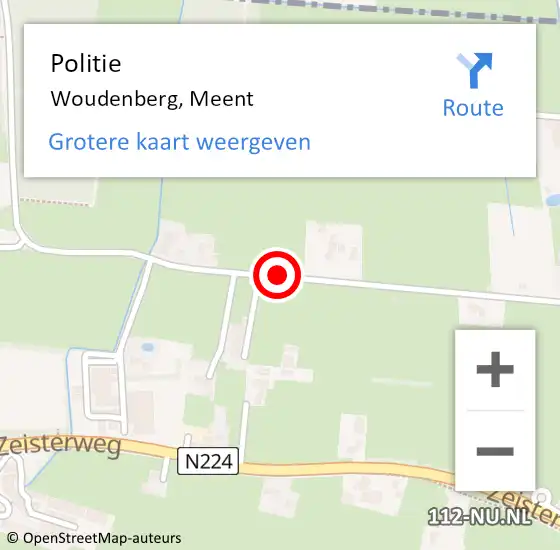 Locatie op kaart van de 112 melding: Politie Woudenberg, Meent op 24 februari 2019 15:59