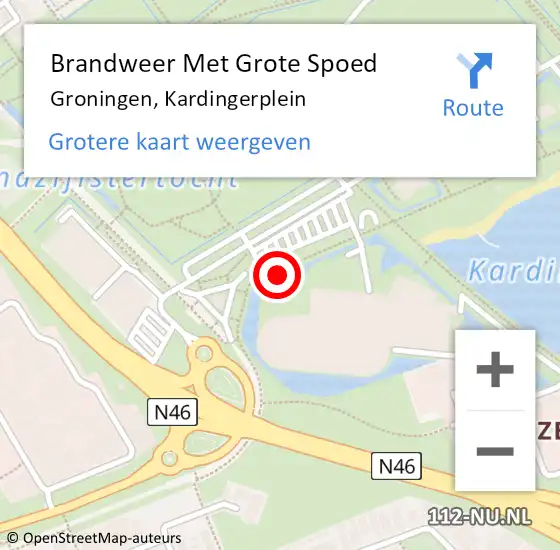 Locatie op kaart van de 112 melding: Brandweer Met Grote Spoed Naar Groningen, Kardingerplein op 24 februari 2019 16:43