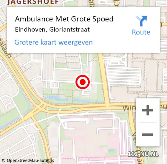 Locatie op kaart van de 112 melding: Ambulance Met Grote Spoed Naar Eindhoven, Gloriantstraat op 24 februari 2019 17:19