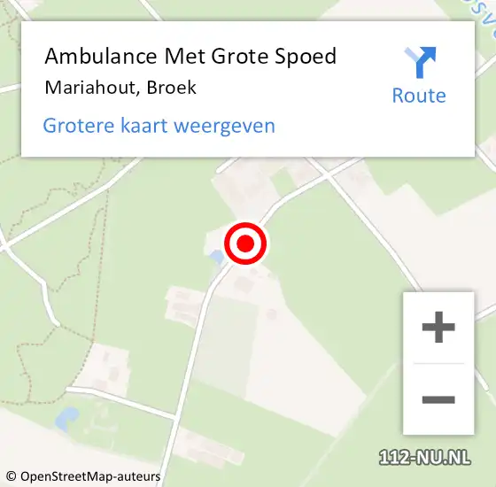 Locatie op kaart van de 112 melding: Ambulance Met Grote Spoed Naar Mariahout, Broek op 24 februari 2019 18:05