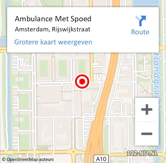 Locatie op kaart van de 112 melding: Ambulance Met Spoed Naar Amsterdam, Rijswijkstraat op 24 februari 2019 18:22
