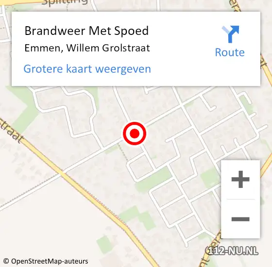 Locatie op kaart van de 112 melding: Brandweer Met Spoed Naar Emmen, Willem Grolstraat op 24 februari 2019 20:53