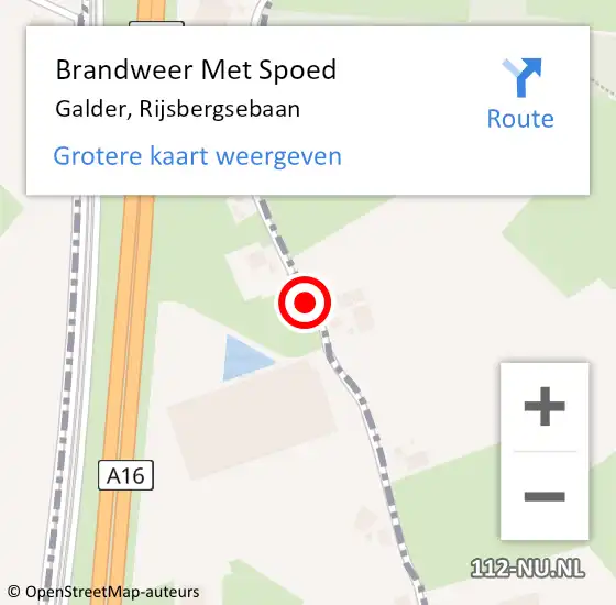 Locatie op kaart van de 112 melding: Brandweer Met Spoed Naar Galder, Rijsbergsebaan op 24 februari 2019 22:06