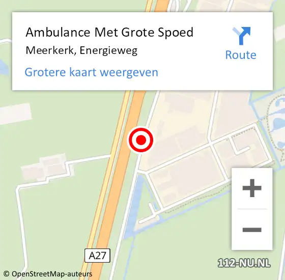 Locatie op kaart van de 112 melding: Ambulance Met Grote Spoed Naar Meerkerk, Energieweg op 25 februari 2019 00:54