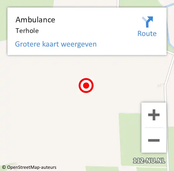 Locatie op kaart van de 112 melding: Ambulance Terhole op 25 februari 2019 01:57