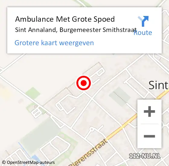 Locatie op kaart van de 112 melding: Ambulance Met Grote Spoed Naar Sint Annaland, Burgemeester Smithstraat op 25 februari 2019 06:04