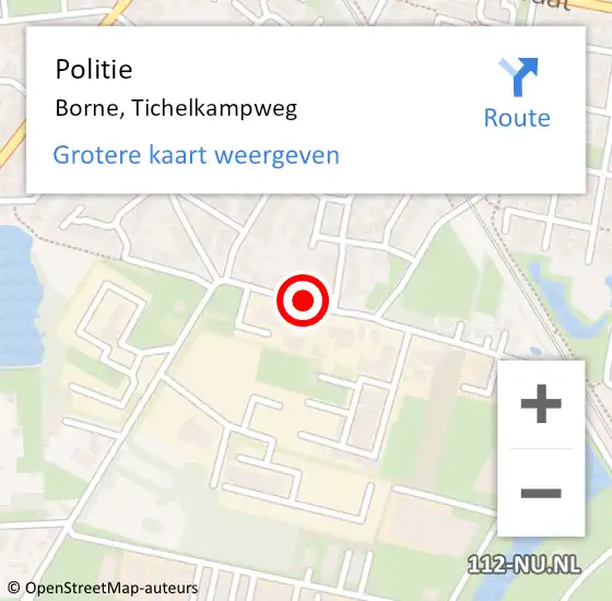 Locatie op kaart van de 112 melding: Politie Borne, Tichelkampweg op 25 februari 2019 08:23