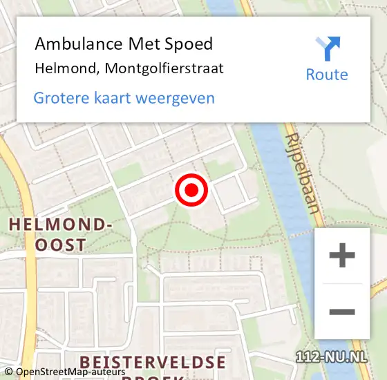 Locatie op kaart van de 112 melding: Ambulance Met Spoed Naar Helmond, Montgolfierstraat op 25 februari 2019 09:15