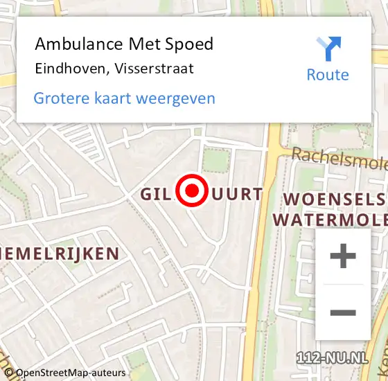 Locatie op kaart van de 112 melding: Ambulance Met Spoed Naar Eindhoven, Visserstraat op 25 februari 2019 12:46