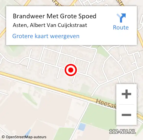 Locatie op kaart van de 112 melding: Brandweer Met Grote Spoed Naar Asten, Albert Van Cuijckstraat op 25 februari 2019 12:59