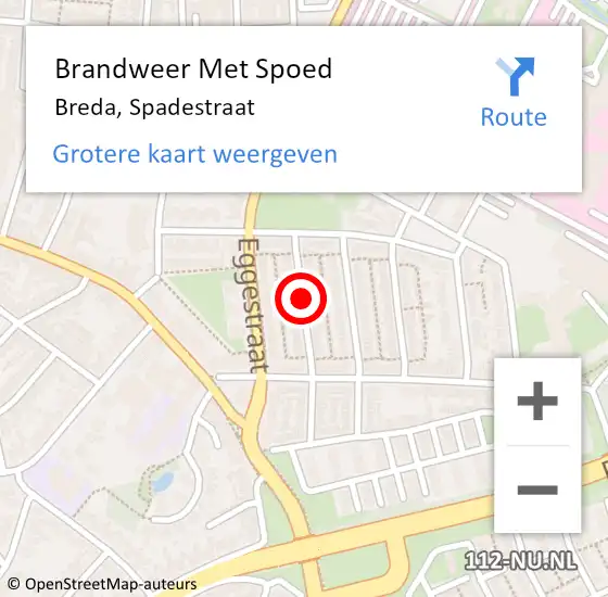 Locatie op kaart van de 112 melding: Brandweer Met Spoed Naar Breda, Spadestraat op 25 februari 2019 14:17