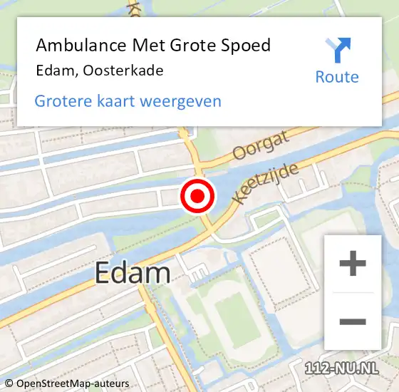 Locatie op kaart van de 112 melding: Ambulance Met Grote Spoed Naar Edam, Oosterkade op 25 februari 2019 14:36