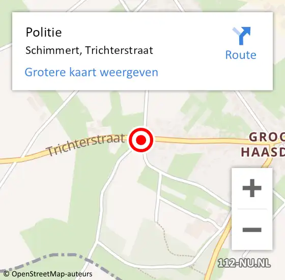 Locatie op kaart van de 112 melding: Politie Schimmert, Trichterstraat op 25 februari 2019 14:50