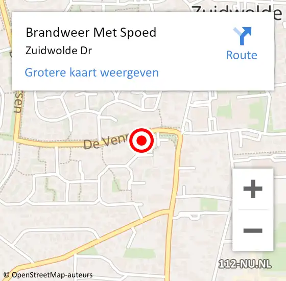 Locatie op kaart van de 112 melding: Brandweer Met Spoed Naar Zuidwolde Dr op 24 maart 2014 17:07