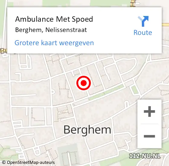 Locatie op kaart van de 112 melding: Ambulance Met Spoed Naar Berghem, Nelissenstraat op 25 februari 2019 16:15