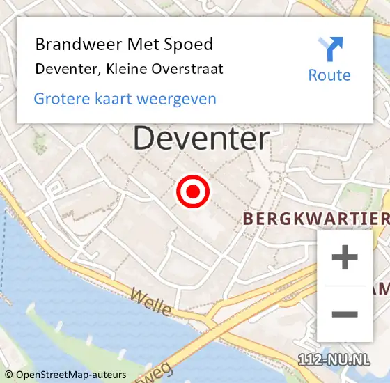 Locatie op kaart van de 112 melding: Brandweer Met Spoed Naar Deventer, Kleine Overstraat op 25 februari 2019 16:20