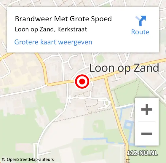 Locatie op kaart van de 112 melding: Brandweer Met Grote Spoed Naar Loon op Zand, Kerkstraat op 25 februari 2019 16:24