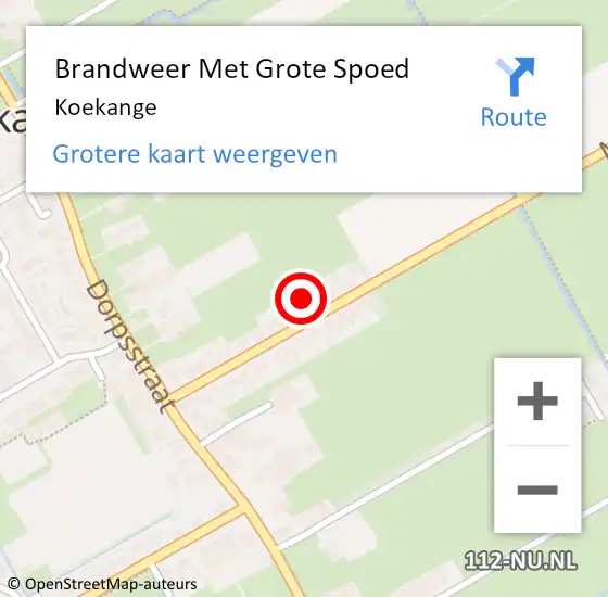 Locatie op kaart van de 112 melding: Brandweer Met Grote Spoed Naar Koekange op 25 februari 2019 17:02