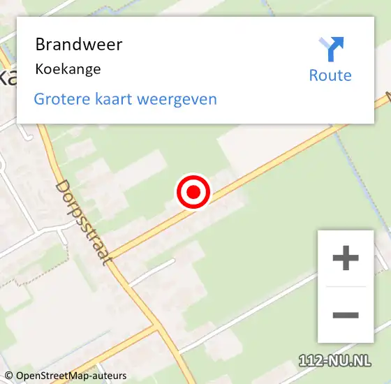 Locatie op kaart van de 112 melding: Brandweer Koekange op 25 februari 2019 17:03