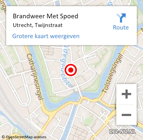 Locatie op kaart van de 112 melding: Brandweer Met Spoed Naar Utrecht, Twijnstraat op 25 februari 2019 17:07