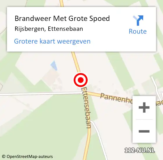 Locatie op kaart van de 112 melding: Brandweer Met Grote Spoed Naar Rijsbergen, Ettensebaan op 25 februari 2019 17:10