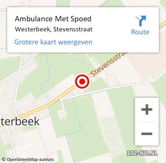 Locatie op kaart van de 112 melding: Ambulance Met Spoed Naar Westerbeek, Stevensstraat op 25 februari 2019 17:26