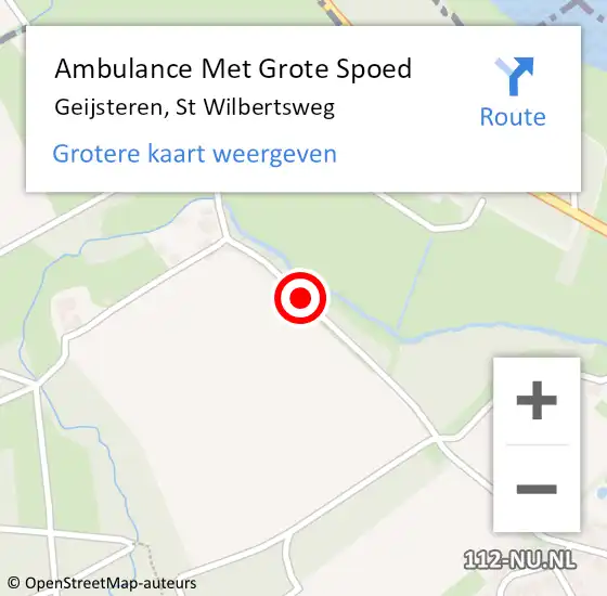 Locatie op kaart van de 112 melding: Ambulance Met Grote Spoed Naar Geijsteren, St Wilbertsweg op 25 februari 2019 17:32