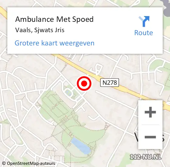 Locatie op kaart van de 112 melding: Ambulance Met Spoed Naar Vaals, Sjwats Jris op 24 maart 2014 17:25