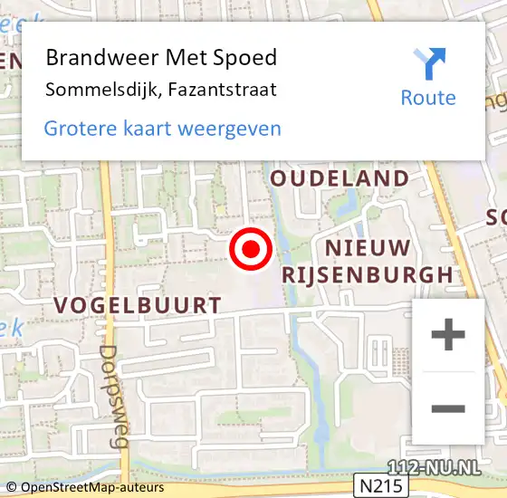 Locatie op kaart van de 112 melding: Brandweer Met Spoed Naar Sommelsdijk, Fazantstraat op 24 maart 2014 17:30