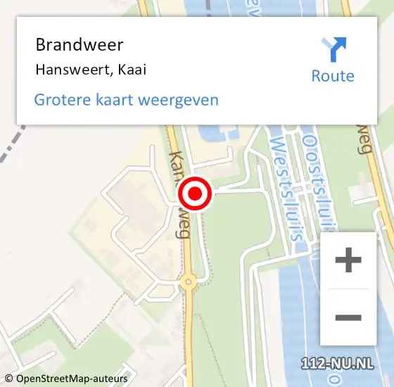 Locatie op kaart van de 112 melding: Brandweer Hansweert, Kaai op 25 februari 2019 19:30