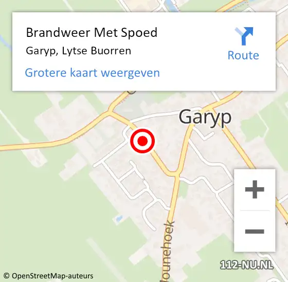 Locatie op kaart van de 112 melding: Brandweer Met Spoed Naar Garyp, Lytse Buorren op 24 maart 2014 17:34