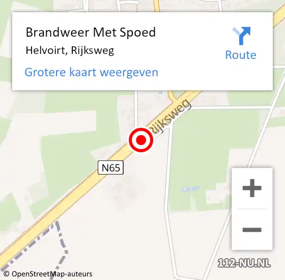 Locatie op kaart van de 112 melding: Brandweer Met Spoed Naar Helvoirt, Rijksweg op 25 februari 2019 19:38