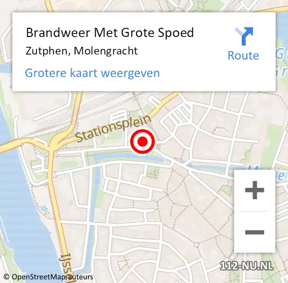 Locatie op kaart van de 112 melding: Brandweer Met Grote Spoed Naar Zutphen, Molengracht op 24 maart 2014 17:41